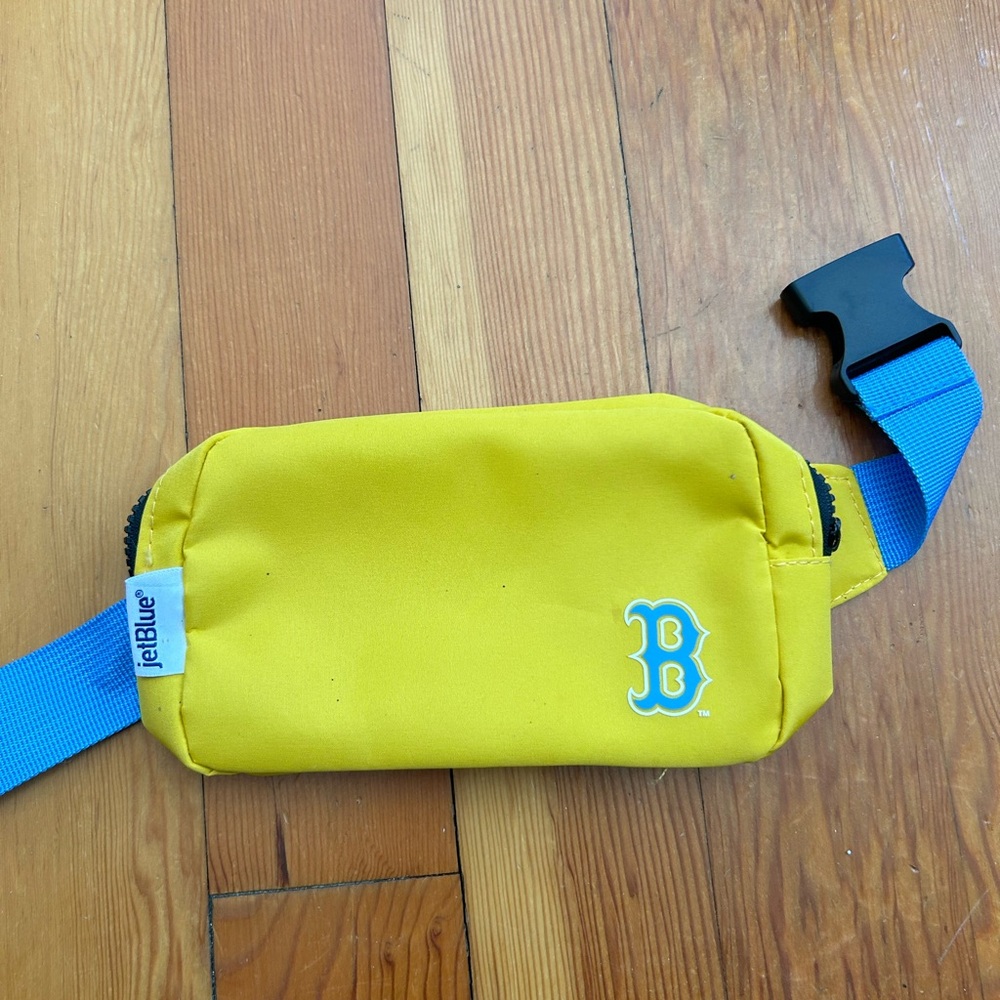 BOSTON STRONG Yellow Fanny Pack with Blue Strap